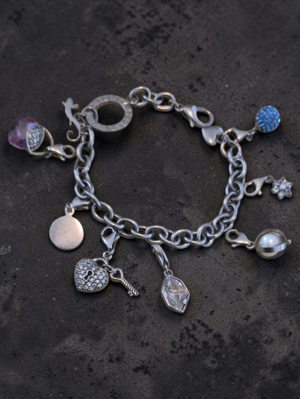 Tocara Bracelet Silver-Tone With 6 Charms